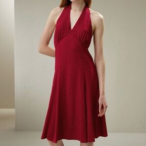 Red Halter Neck Dress LilySilk